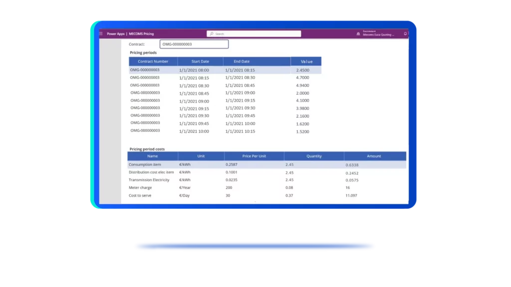 Dynamic contracts in the energy and utilities industry- Ferranti - MECOMS 365 -pricing breakdowns